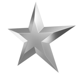 Obraz premium 5 point star - Christmas Star - silver metal single isolated on white - 3d rendering