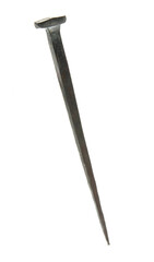 Hand forged nail isolated on white background