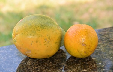 laranja e mamão - orange e papaya