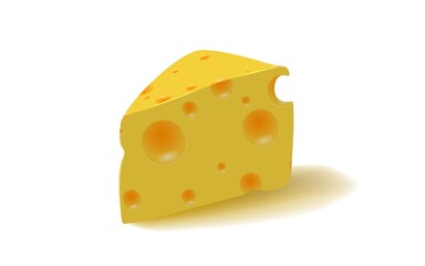 Triangular piece of cheese, cheese icon 3d, cheese realistic food,