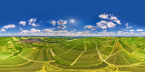above the vineyards near Westhofen 360° x 180° aerial skypano