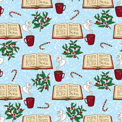 Books, Candy Cane, Holly and Hot Tea