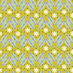 Vector abstract seamless pattern with stylized cactus flowers.