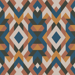 Abstract seamless geometric pattern in vector. Simple colorful texture. Background in brown and blue colors
