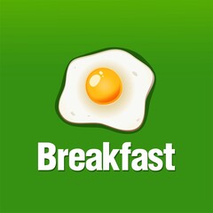 Fried egg vector Illustration. Breakfast food poster, sunny side up with oil. Omelette scrambled egg 