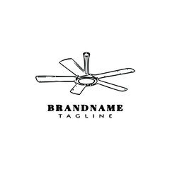 ceiling fan cartoon logo design template icon black flat vector illustration