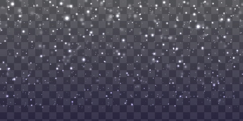 light effect glogy little heavy snow is falling in a random isolated on a transparent background.stylist seamless realistic snow fall background with nice glitter abstract snowflakes flowin into wind.