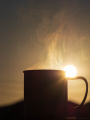 smoke from a cup of coffee