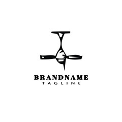 cute ceiling fan cartoon logo flat template icon black isolated vector illustration