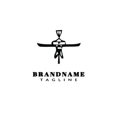 cute ceiling fan cartoon logo design template icon black flat vector illustration