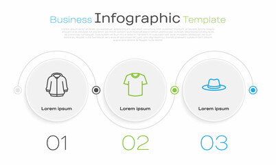 Set line Hoodie, T-shirt and Man hat. Business infographic template. Vector