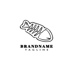fish bone logo cartoon design template icon black isolated vector