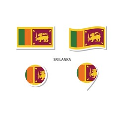 Sri Lanka flag logo icon set, rectangle flat icons, circular shape, marker with flags.