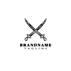 sword logo cartoon icon design template black isolated vector