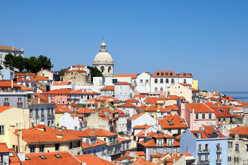 View of Alfama district of Lisbon from Miradouro Das Portas Do Sol