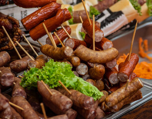 Grilled sausages in the streets of the historic center. street food