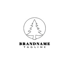 tree logo cartoon icon design cute black isolated vector illustration