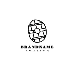 wooden shield cartoon logo icon design template vector
