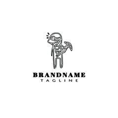 construction worker logo cartoon icon design template black isolated vector illustration