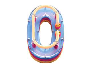 Obraz premium Plastic neon font. Number 0 . 