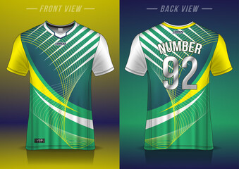 Soccer jersey design template, uniform front and back view	
