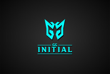 Initial Letter GG like Robot Head Face for Gaming Sport Logo Design Vector