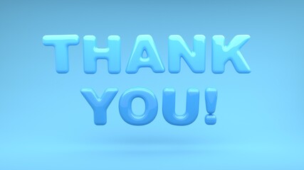 Thank you message with shiny text - 3D render illustration