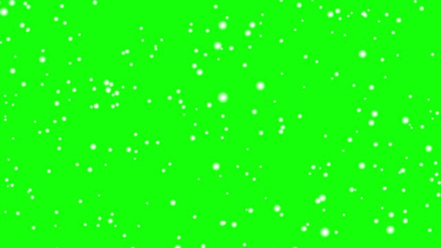 Snow falling down slowly 4K animation on Green screen. Realistic snow falling on Chroma key background