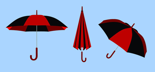 Set of vector images of umbrellas 