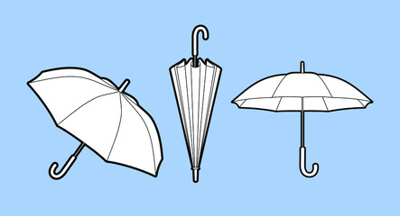 Set of vector images of umbrellas  - obrazy, fototapety, plakaty