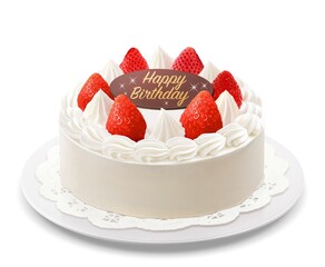 ホールケーキ バースデーケーキ イラスト リアル 白皿