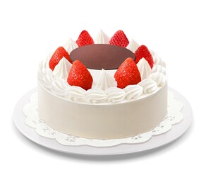 ホールケーキ バースデーケーキ イラスト リアル 白皿