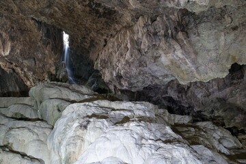 Kaklik cave with calcium cascades near Pamukkale, Turkey 
