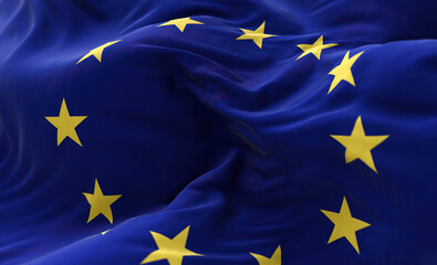 The flag of The European Union flapping in the wind