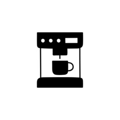 Coffee machine icon  in solid black flat shape glyph icon, isolated on white background 