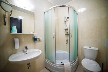 Classic typical bathroom in light interior
