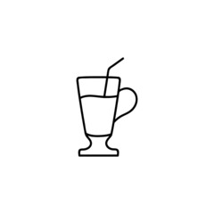 Coffee latte icon in flat black line style, isolated on white 