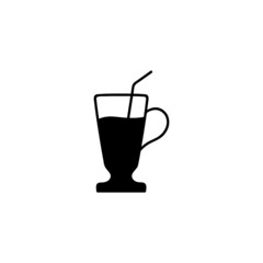 Coffee latte icon  in solid black flat shape glyph icon, isolated on white background 