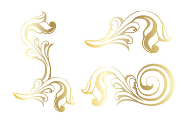 Vector damask vintage baroque scroll ornament swirl. Victorian monogram heraldic shield swirl.Retro floral leaf pattern border foliage antique acanthus calligraphy engraved tattoo. Tile decor element - 465076175