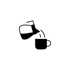 Cappuccino coffee, latte, icon  in solid black flat shape glyph icon, isolated on white background 