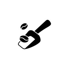 Bean scoop icon in solid black flat shape glyph icon, isolated on white background 