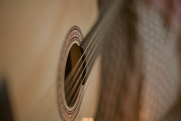 close up of acoustic guitar