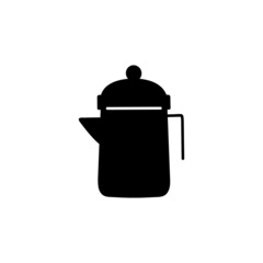 Obraz premium hot pot coffee icon in solid black flat shape glyph icon, isolated on white background 
