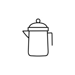hot pot coffee icon in flat black line style, isolated on white 