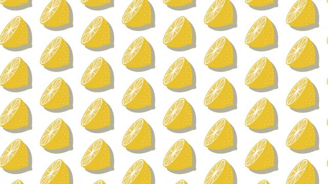 Round slice lemons  pattern 4K background animation. 輪切りレモンのパターンイラストアニメーション 4K 背景素材