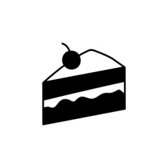coffee cake icon in solid black flat shape glyph icon, isolated on white background 