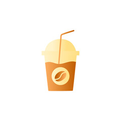 take Away cold coffee icon in gradient color, isolated on white 