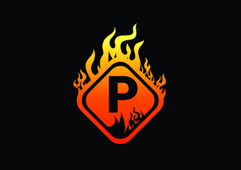Fire P Letter Logo And Icon Design Template