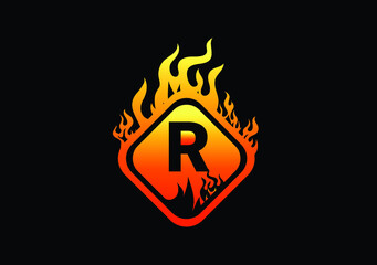 Fire R Letter Logo And Icon Design Template