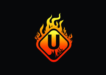 Fire U Letter Logo And Icon Design Template